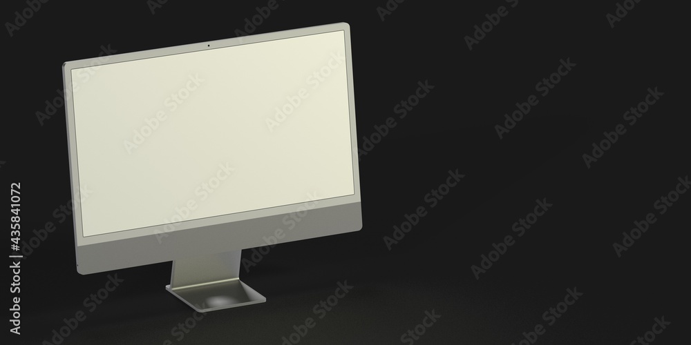 Computer display mock up with blank white screen. Stylish desktop computer mockup. 3d Computer display mock up with blank white screen. Stylish desktop computer mockup. 3d