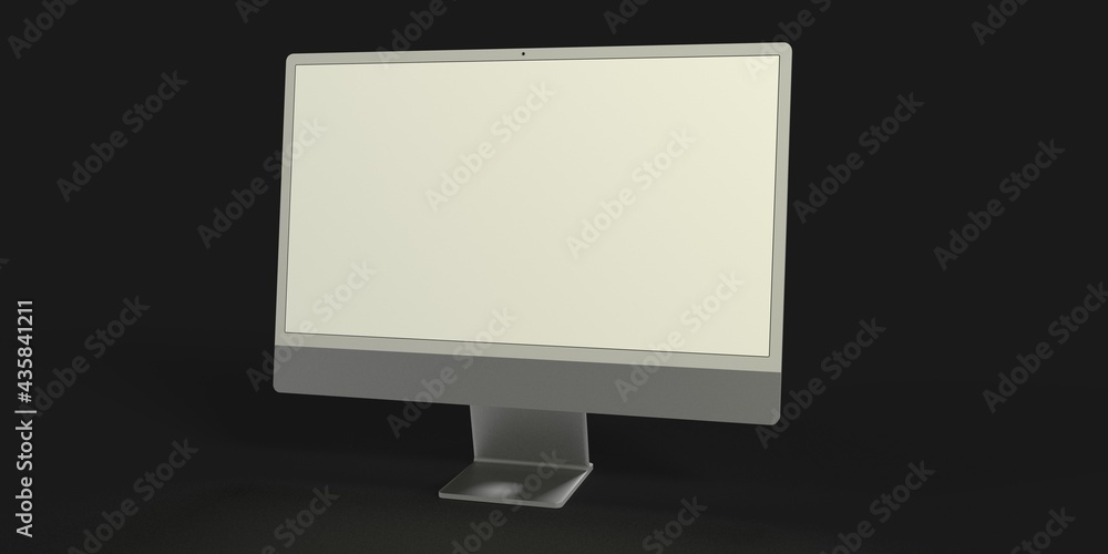 Computer display mock up with blank white screen. Stylish desktop computer mockup. 3d Computer display mock up with blank white screen. Stylish desktop computer mockup. 3d
