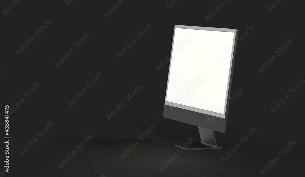 Computer display with blank white screen 3d Computer display with blank white screen 3d