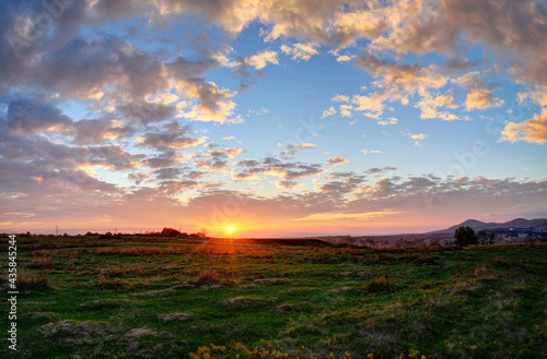 Autumn landscape, sunset