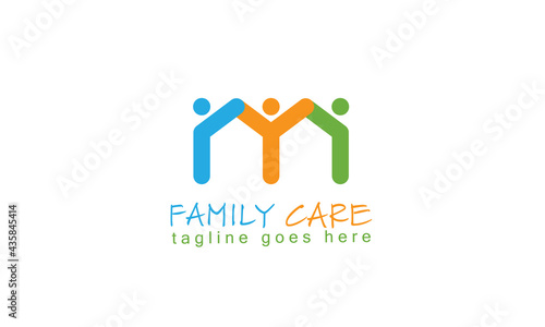 Family home logo design vector. M initial logo template isolated on white