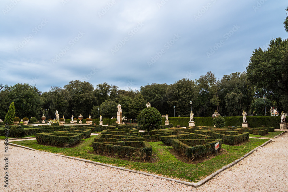 Decorated garden in a park in Rome