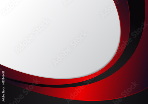 Abstract template red and black curve on white background.