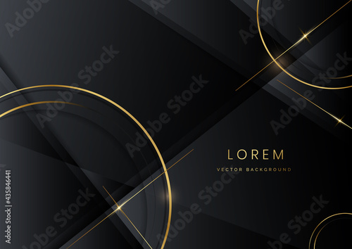 Abstract gold circle lines geometric overlapping on dark background.