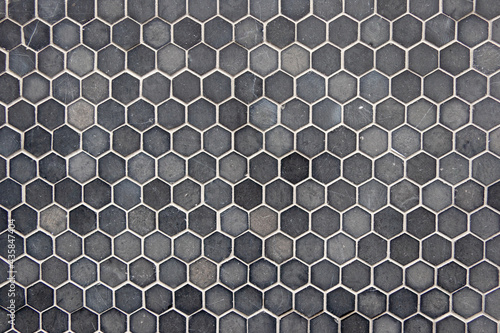 六角形の灰色のタイル　texture of gray hexagon tiles photo