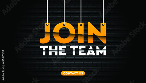 Join the team with brick wall background template.