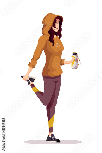 Woman in sportswear with a bottle. Sport, Workout, Healthy lifestyle, Fitness, Training, Running concept. Isolated vector illustration for poster, banner, advertising.