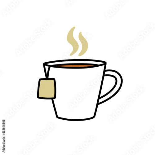 cup of tea doodle icon  vector color illustration