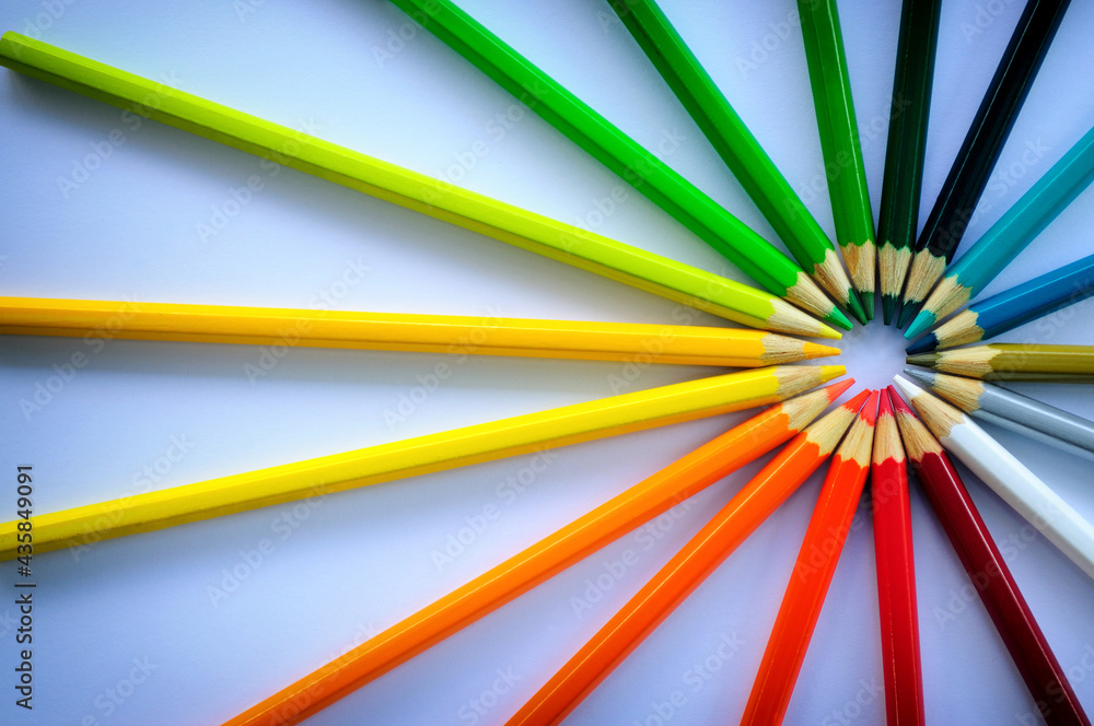 Colorful Pencils arranged in a circle shape Colorful Pencils arranged in a circle shape