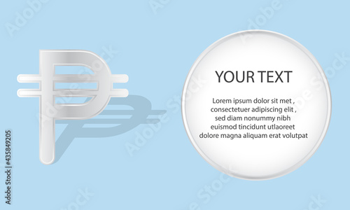 Peso long shadow and circle frame space on blue background.vector ,illustration.