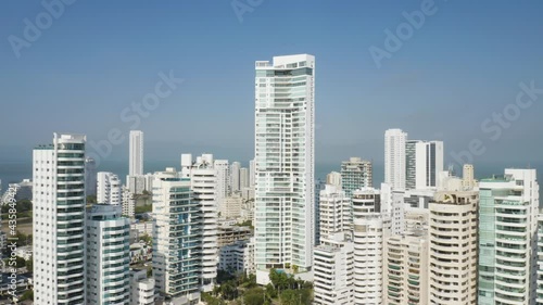 Drone Reveals Cartagena's Beautiful Coastline filled with White Skyscrapers photo