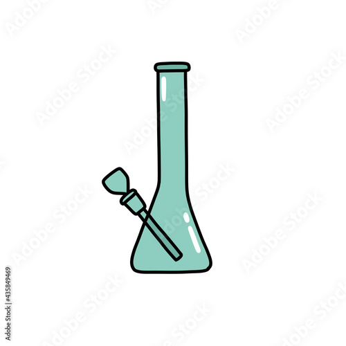 smoking bong doodle icon, vector color line illustration