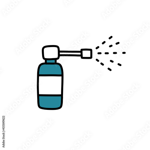 spray for the throat doodle icon, vector color line illustration