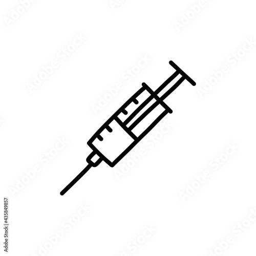 syringe doodle icon, vector color line illustration