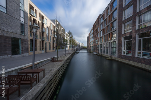 Canvas Print A canal in Sluseholmen a newly built apartment area in Copenhagen with water can