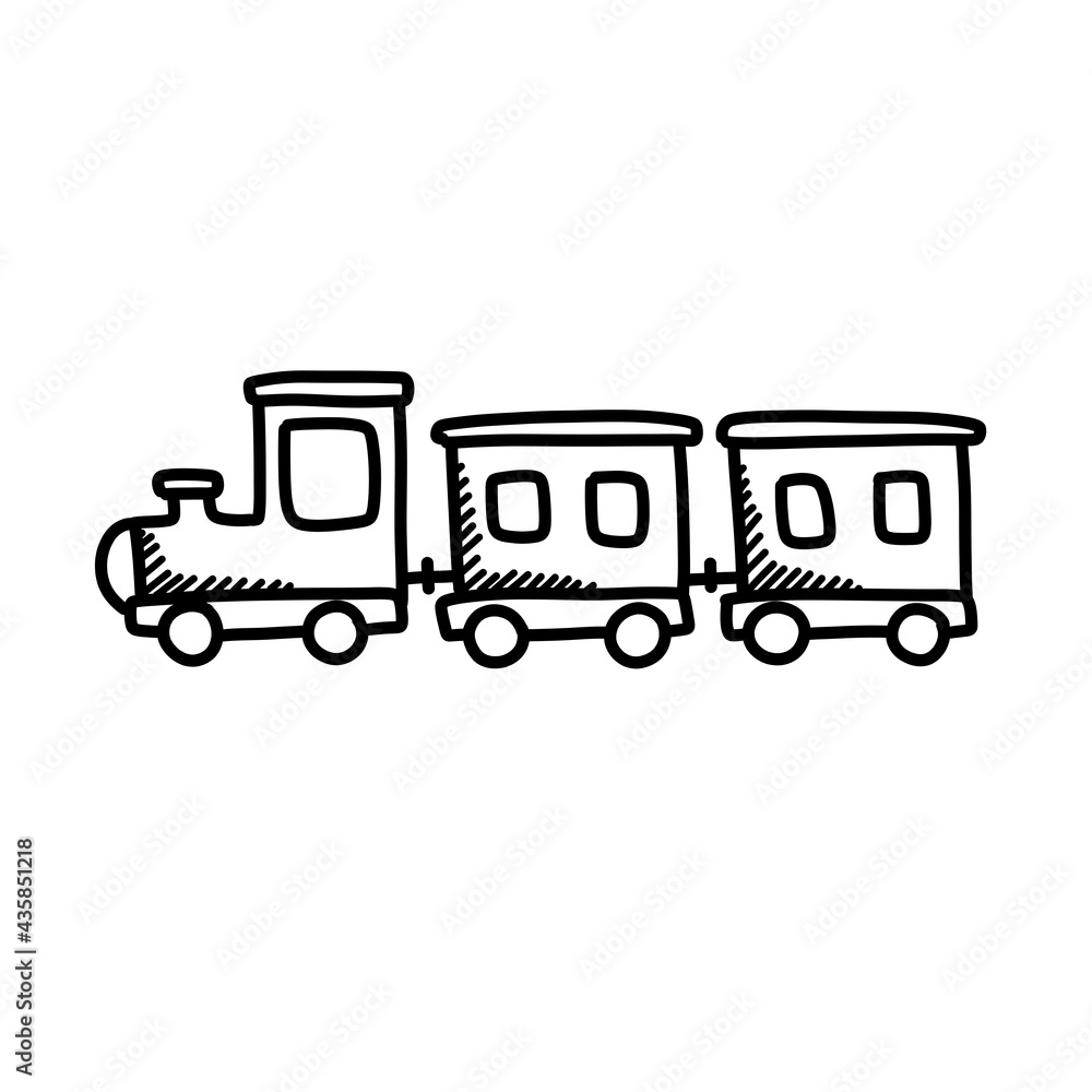 Naklejka premium toy train doodle icon, vector color line illustration
