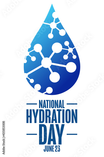 National Hydration Day. June 23. Holiday concept. Template for background, banner, card, poster with text inscription. Vector EPS10 illustration.