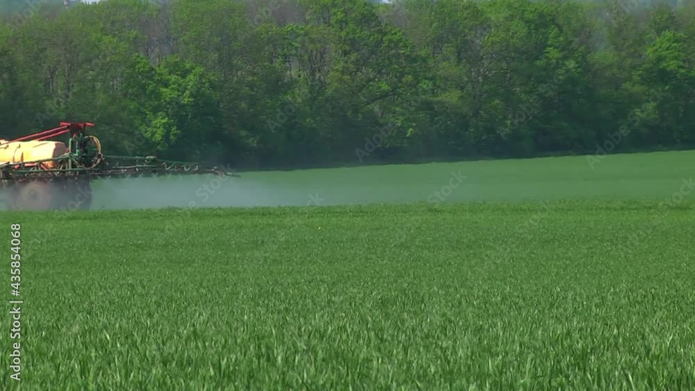 sprayer on green wheat field contributes crop protection products sprayer on green wheat field contributes crop protection products