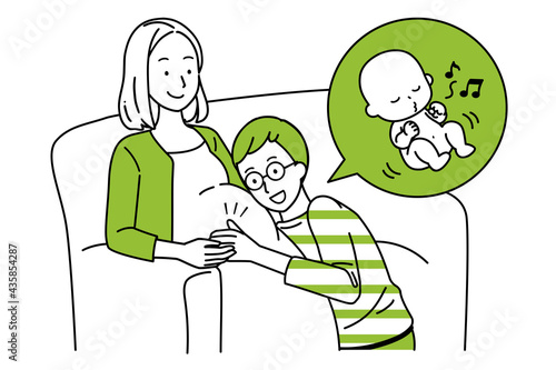 Illustration of a couple who feels fetal movement.