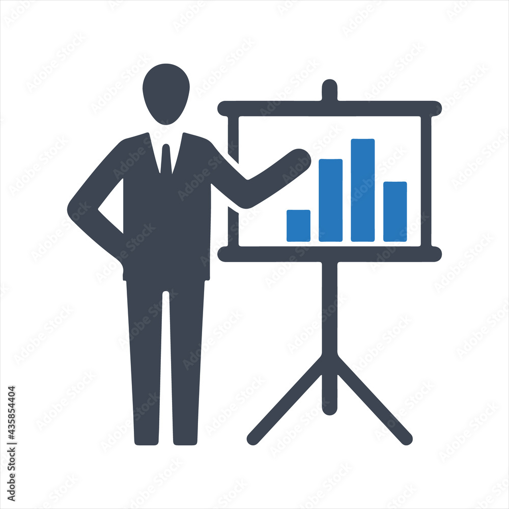 Business analytics icon. Business presentation icon, vector and glyph Business analytics icon. Business presentation icon, vector and glyph