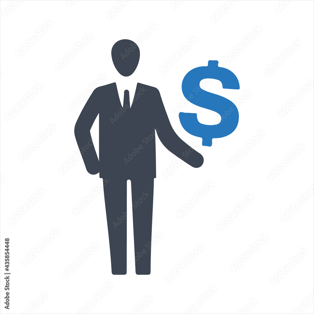 Business investment, finance, dollar icon, vector and glyph Business investment, finance, dollar icon, vector and glyph