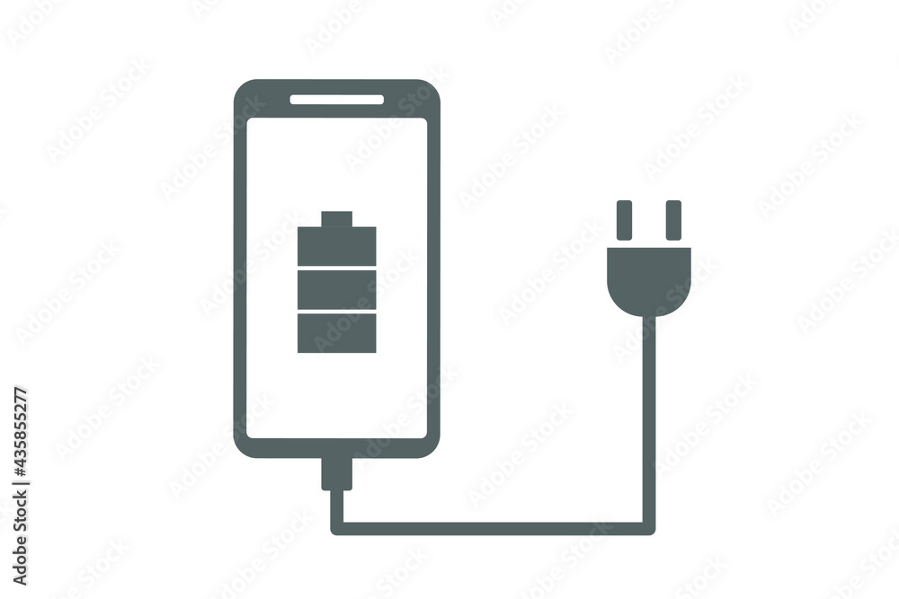 スマートフォンの有線充電 ベクターイラスト スマートフォンの有線充電 ベクターイラスト