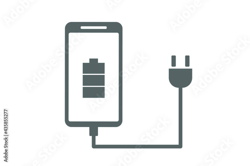 スマートフォンの有線充電　ベクターイラスト