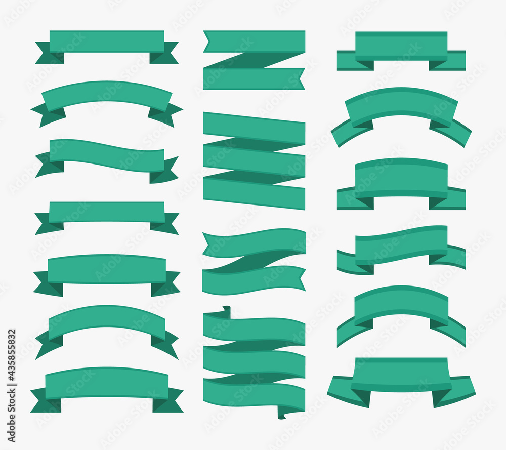 Flat design different shape ribbons set.