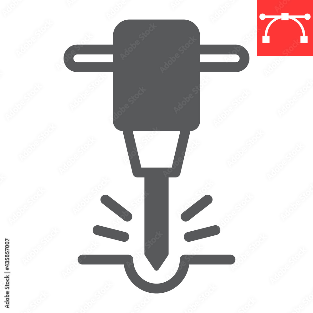 Construction jackhammer glyph icon Construction jackhammer glyph icon