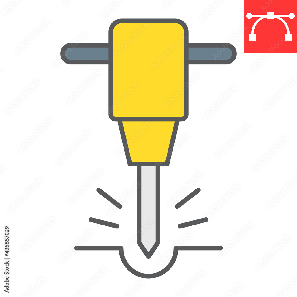 Construction jackhammer color line icon Construction jackhammer color line icon