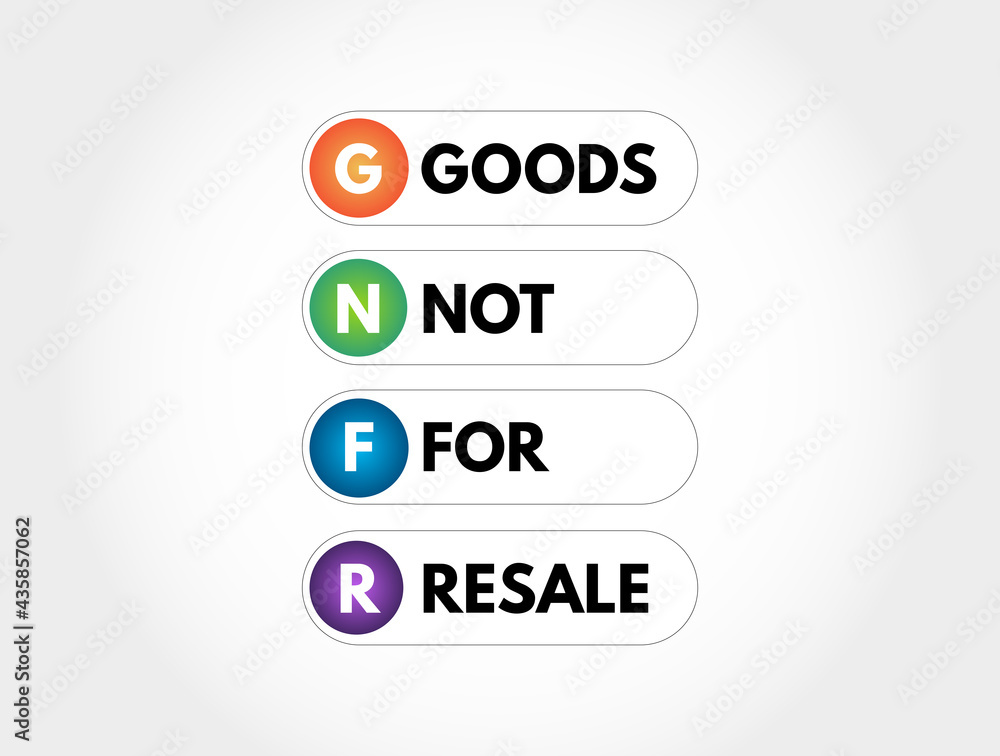 GNFR - Goods Not For Resale acronym, business concept background