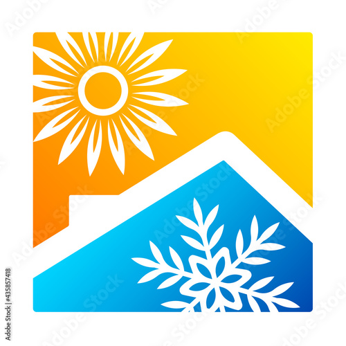 Sun warmth and snowflake coolness air conditioner sign