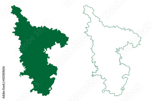 Kolhapur district (Maharashtra State, Pune Division, Republic of India) map vector illustration, scribble sketch Kolhapur map