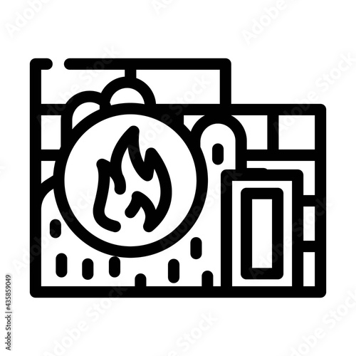 flame proof building material line icon vector. flame proof building material sign. isolated contour symbol black illustration