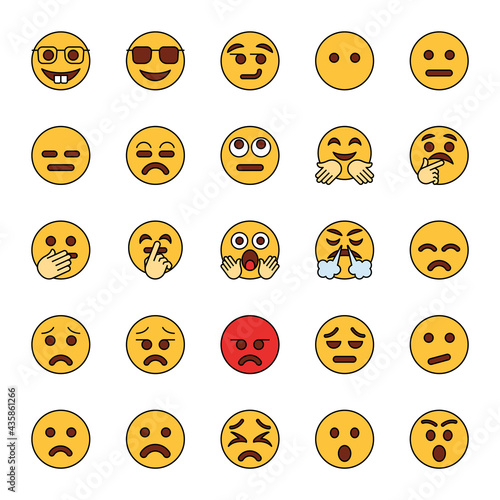 Filled outline icons for emojis. © Graphic Mall