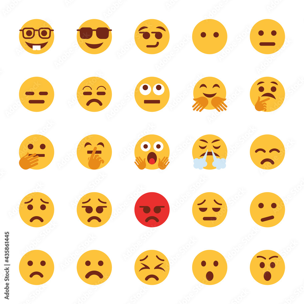 Flat icons for emojis.