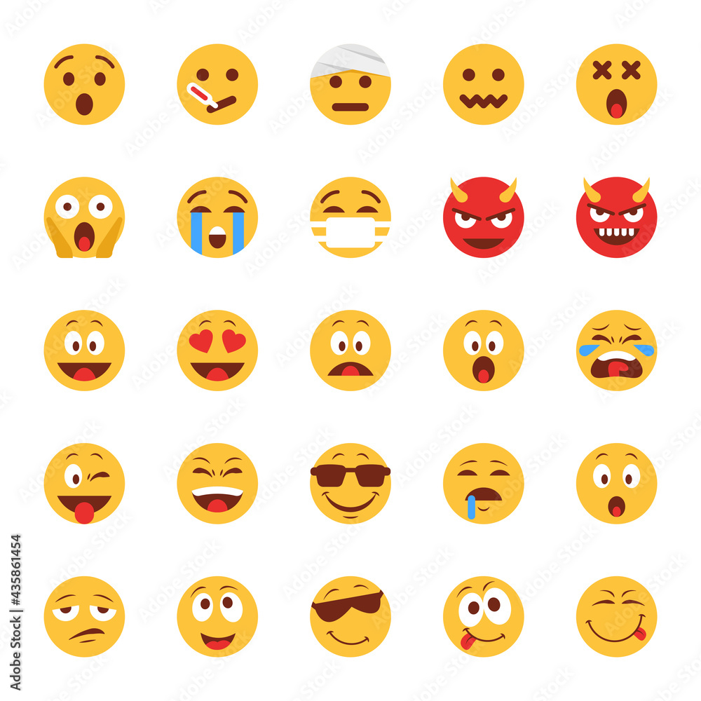 Flat icons for emojis. Flat icons for emojis.