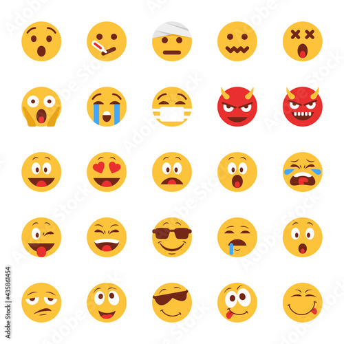 Flat icons for emojis.
