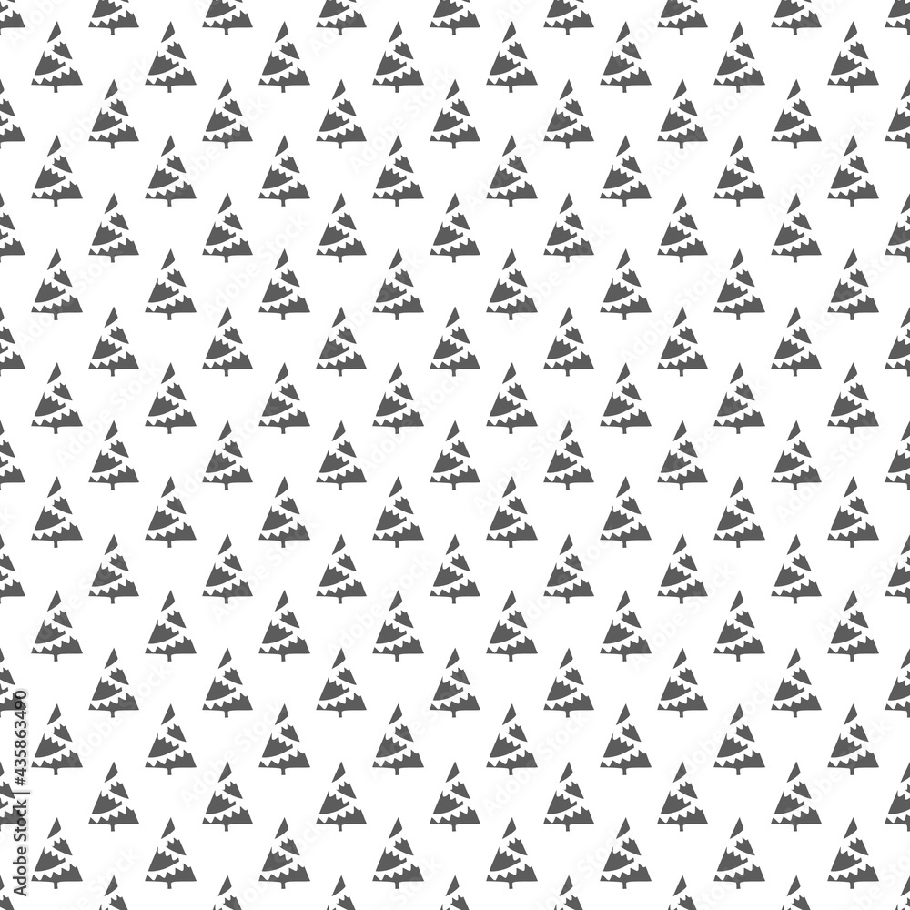 Christmas trees black and white seamless pattern