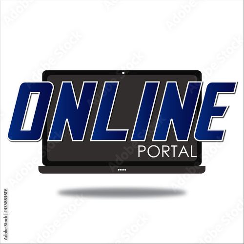 Icon of the online portal. Laptop with text online portal. Online portal vector