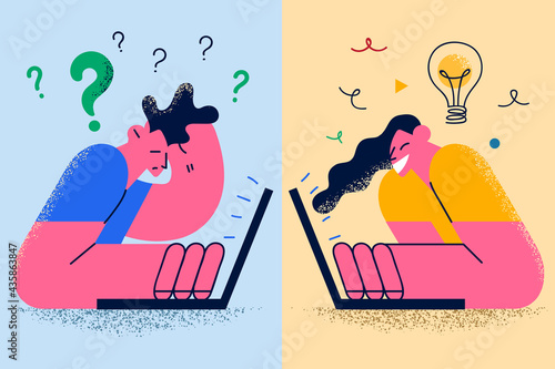 Having creative ideas and doubts in mind concept