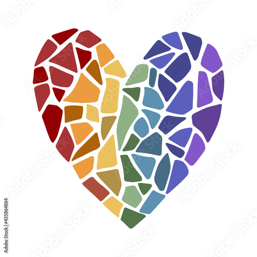 Heart Mosaic - Rainbow Heart - Gay Pride Rainbow Heart - LGBT - Love - Diversity - Equality