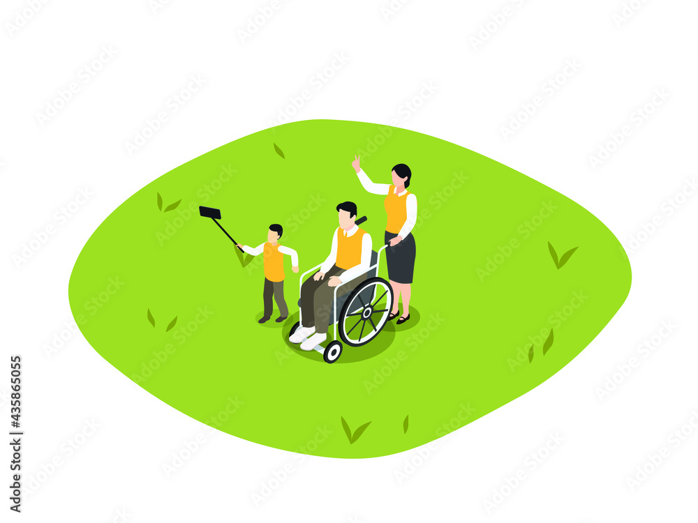 Vektorová grafika „Handicapped person isometric vector concept ...