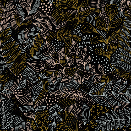 Seamless pattern floral abstract.Botanical vintage nature background.Print fashion textile. © ArinaKram