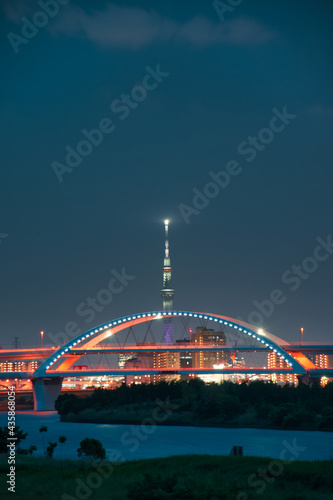 五色桜大橋のある夜景