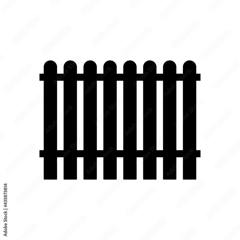 Fence icon. Black silhouette. Front view. Vector simple flat graphic illustration. The isolated object on a white background. Isolate. Fence icon. Black silhouette. Front view. Vector simple flat graphic illustration. The isolated object on a white background. Isolate.