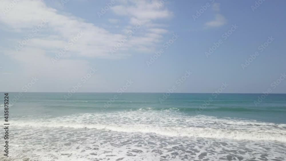 Aerial: Forward Panning Shot Of Waves Splashing On Coastline, Drone Flying Over Beautiful Ocean On Sunny Day - Zambales, Philippines Aerial: Forward Panning Shot Of Waves Splashing On Coastline, Drone Flying Over Beautiful Ocean On Sunny Day - Zambales, Philippines