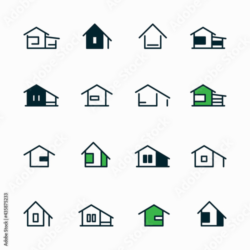 House icons over white set illustration