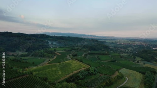 Sunrise in the mountains of black forest, drone video, morning in the forest