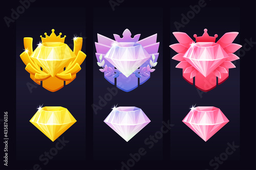 Achievement gems for the game, award emblems for winner.
